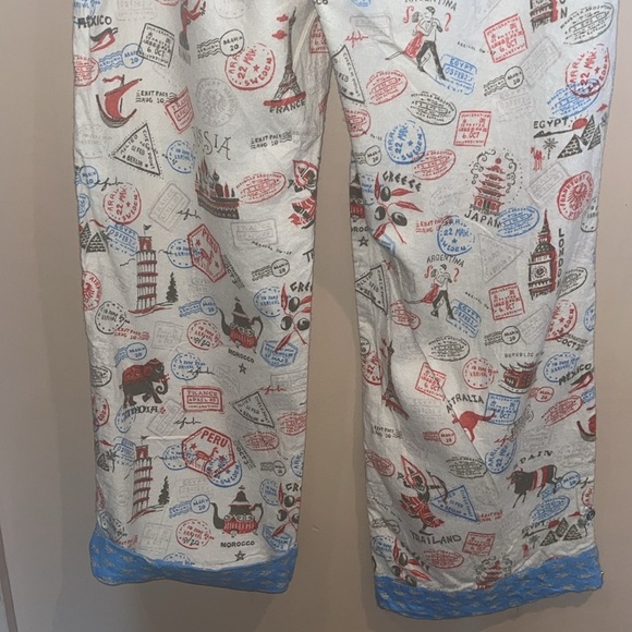 Munki Munki travel themed flannel pajama pants only size small / preowned - Picture 10 of 11